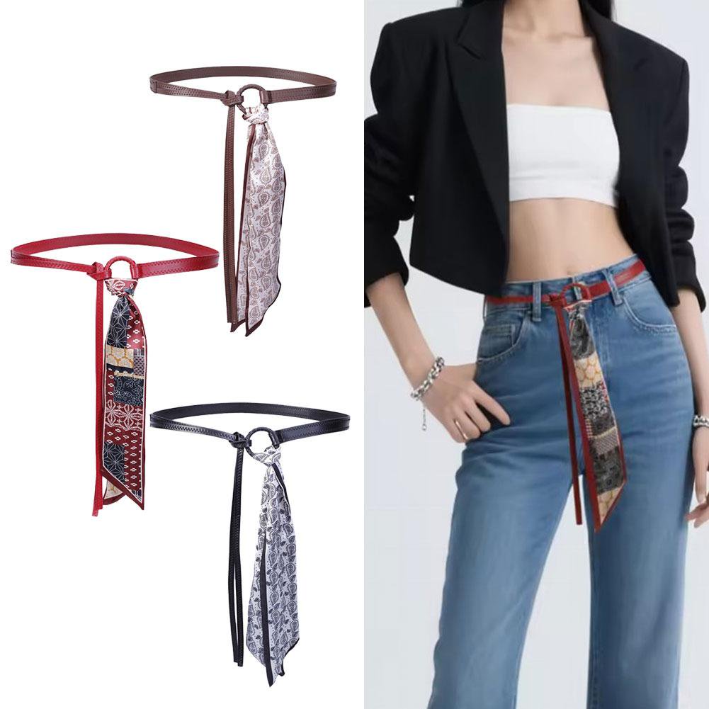Y2k Punk Girls Scarf Waist Belt Retro Pu Leather Women's Belt