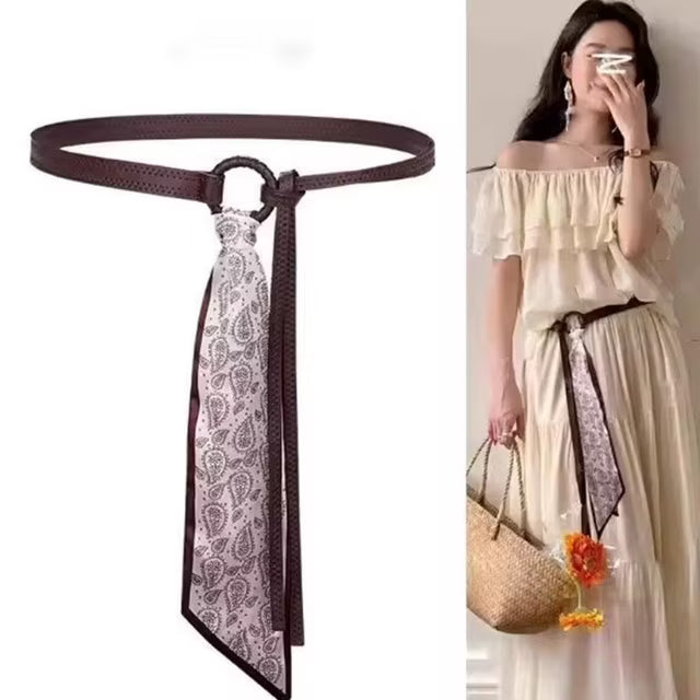 Y2k Punk Girls Scarf Waist Belt Retro Pu Leather Women's Belt