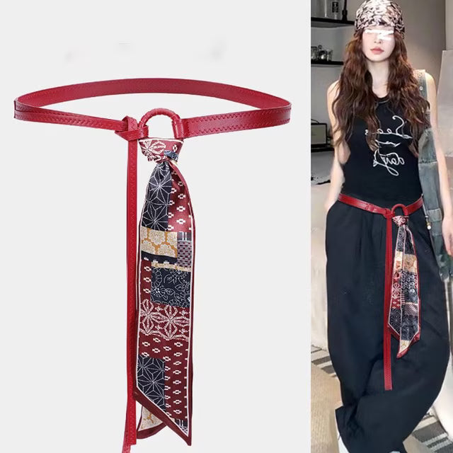 Y2k Punk Girls Scarf Waist Belt Retro Pu Leather Women's Belt