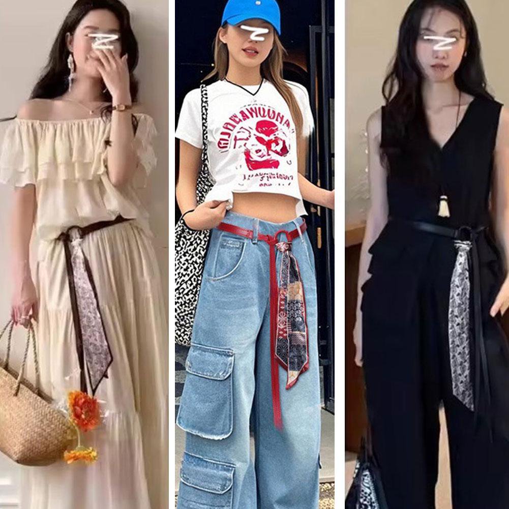 Y2k Punk Girls Scarf Waist Belt Retro Pu Leather Women's Belt